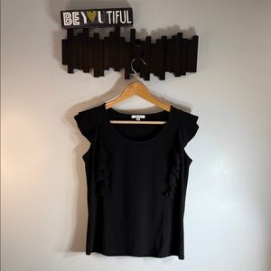 89th & Madison Black Ruffle Sleeve Camisole